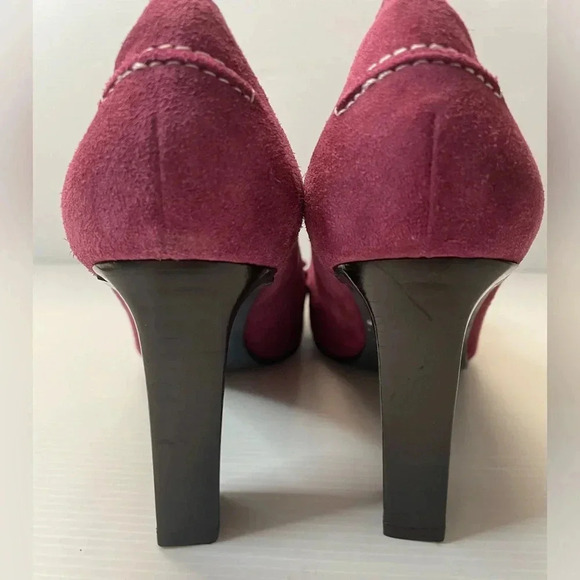 Via Spiga Burgundy High End Classy Suede Heels Loafers Made in Italy - Picture 4 of 7